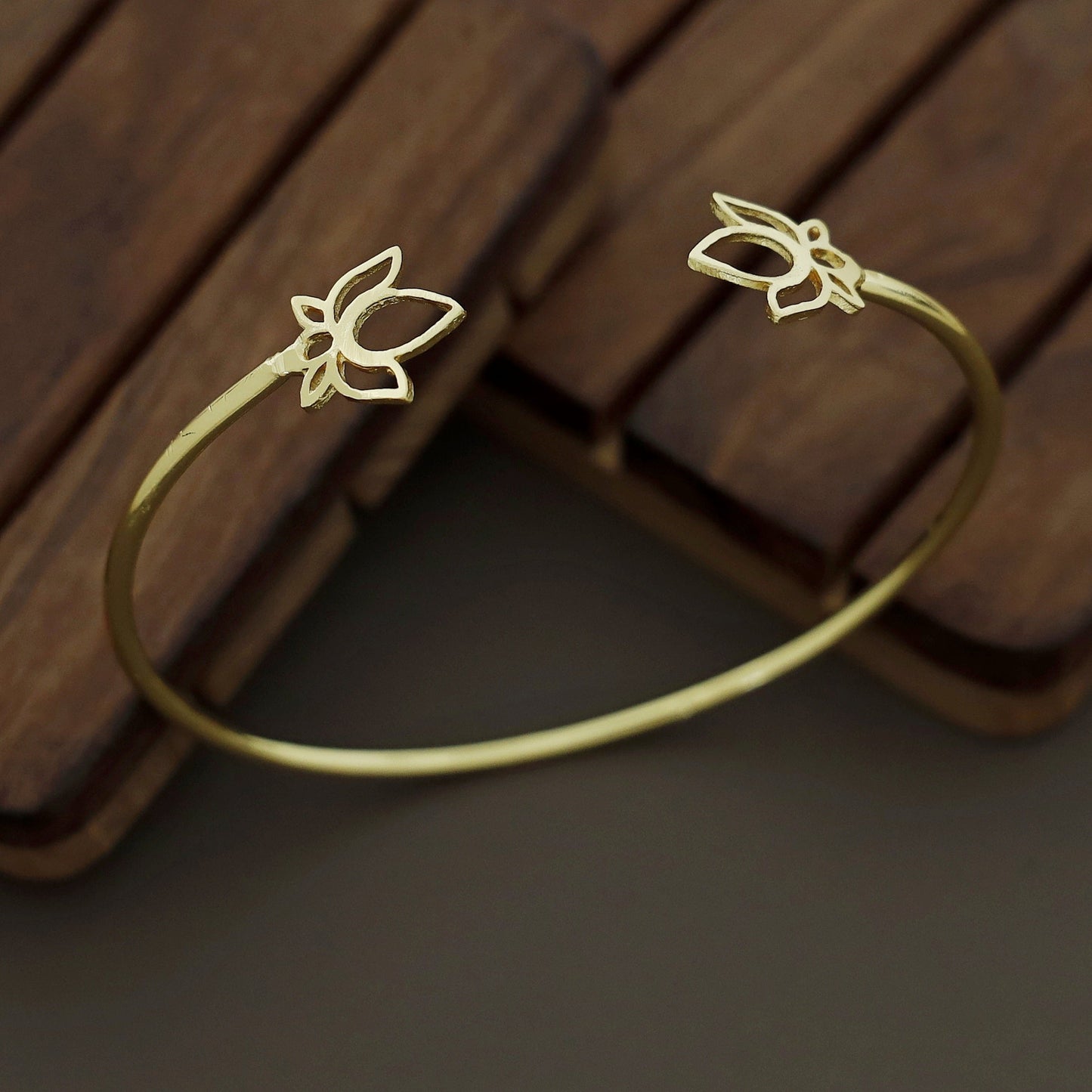 Dual Lotus Golden Bangle